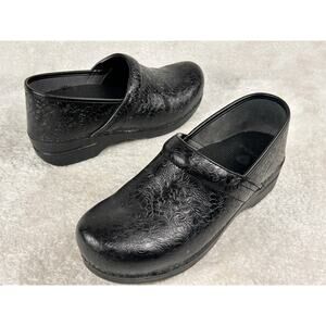 Dansko Black Embossed Clogs